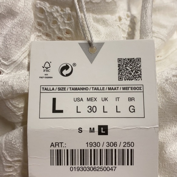 NWT. Zara White Textured Midi Dress. Size L. - Picture 7 of 10